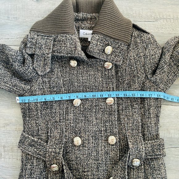 Calvin Klein Long Tweed Peacoat with Sweater Neck (size 4) - Picture 9 of 16